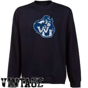 NCAA Washburn Ichabods Navy Blue Distressed Logo Vintage Premium Crew 