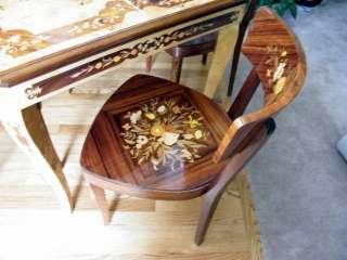 Marquetry Design Italian Wood Inlay Inlaid Multi Game Table 4 Chairs 