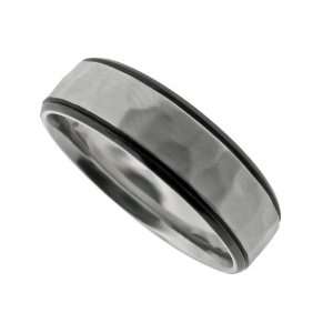  Mens Stainless Steel Beveled Edge Ring, Size 12 Jewelry