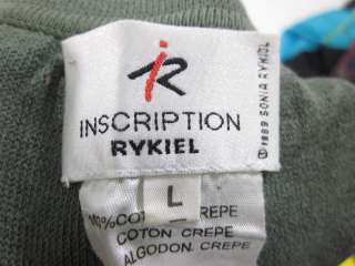INSCRIPTION RYKIEL Green Sleeveless Collared Shirt Sz L  