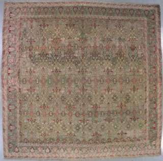 12x12 SQUARE GREEN ANTIQUE AGRA ORIENTAL WOOL AREA RUG  