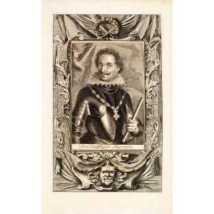  1722 Copper Engraving Don Balthasar Marradas Portrait 