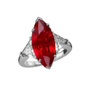   75Ct Marquise Cut Ruby & Diamond Engagement Ring 14K Gold: Jewelry