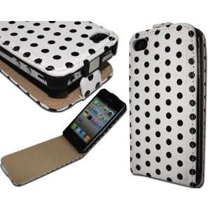  Dot Flip Leather Case Pouch Cover Holster for Apple iPhone 4 4S 