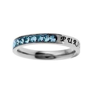    March Birthstone Princess Cut Christian Purity Ring Jewelry