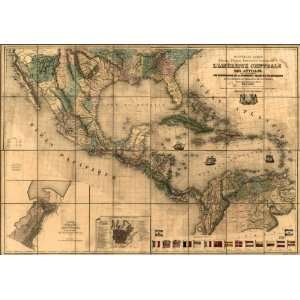  1845 map of Central America, West Indies