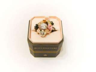 NIB Juicy Couture Floral Garden Diamond Cocktail Ring  