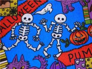New Halloween Fabric BTY Skeltons Pumpkins Kona Bay  