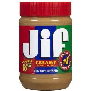Jif Creamy Peanut Butter 18 OZ:  Grocery & Gourmet Food