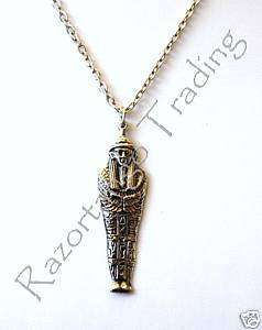 King Tutankhamen Mummy Pewter Pendant Necklace Egyptian  