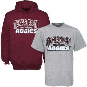  Texas A&M Aggies Maroon Hoody Sweatshirt & T shirt Combo 