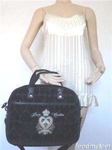 Juicy Couture Velour Black Heart Lap Top Case Tote Shoulder Messenger 