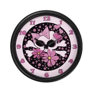 Girly Punk Skull Cute Wall Clock by  