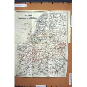  MAP 1881 HOLLAND BELGIUM AMSTERDAM BRUXELLES LIEGE
