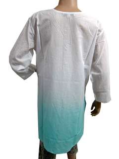   neckline with 3/4th sleeves cotton designer White kurti Tunic Top