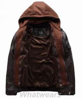 Mens Slim Fitted Detachable Stylish PU Leather Coat Jacket 5 Size Z82 
