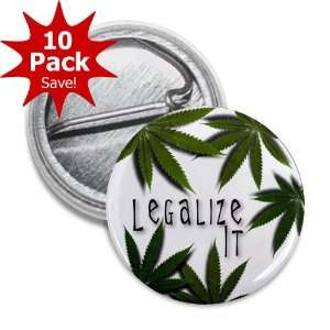 LEGALIZE IT Marijuana Pot Leaf 10 Pack of 1 inch Mini Pinback Button 