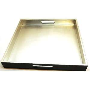   Inch Silver Leaf & Black Lacquer Square Serving Tray: Kitchen & Dining