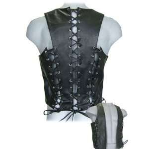  Leather Vest Laced Front and Back   MEDIUM Everything 