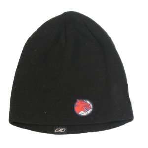  Black Circle Logo Knit Beanie Hat (Uncuffed): Sports & Outdoors