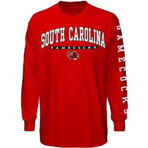   Tee Shirt : South Carolina Gamecocks Garnet Mascot Bar Long Sleeve T