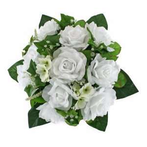 White Silk Rose Nosegay   Bridal Wedding Bouquet 