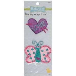  Babyville Boutique Appliques, Butterfly and Heart, 2 Count 