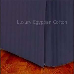   Egyptian Cotton KING Tailored Bed Skirt NAVY Stripe: Home & Kitchen