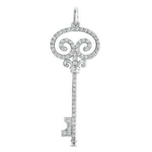   : 14k .58 Dwt Diamond White Gold Key Charm 46mm   JewelryWeb: Jewelry