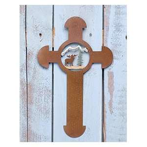    14 Metal Home Dcor Moose Rustic Wall Cross: Home & Kitchen