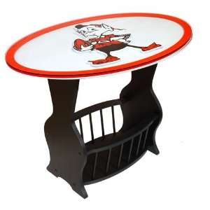   : Cleveland Browns Wood End Table With Glass Cover: Sports & Outdoors