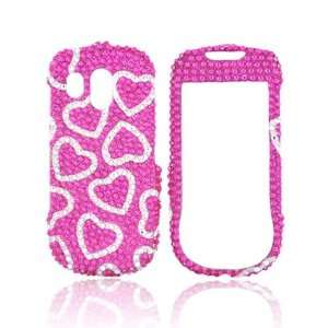  For Samsung Caliber Bling Hard Case SILVER HEARTS PINK 