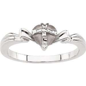  14 Karat White Gold Gift Wrapped Heart Chastity Ring Size 