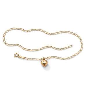    PalmBeach Jewelry 10k Gold Heart Charm Ankle Bracelet Jewelry