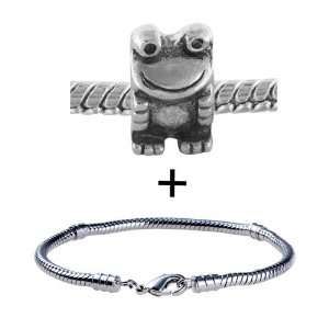  Cute Silver Frog Beads Bracelet Fits Pandora Charms 