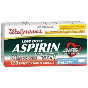   Low Dose 81 mg Aspirin Tablets, 120 ea Health 