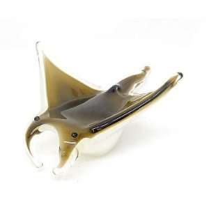   Hand Blown Glass Grey Manta Ray Figurine 7 inches Long