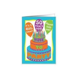  50th Birthday Party Invite Wild Colorful Cake Card Toys 