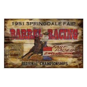   Fair Barrel Racing Vintage Style Wooden Sign: Kitchen & Dining