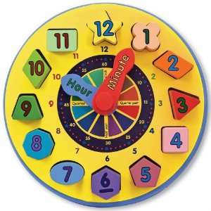   Kids Wooden Shape Sorting Learning Clock: Melissa & Doug: Toys & Games