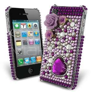  Femeto Lilac Flower Heart Diamante Case for Apple iPhone 