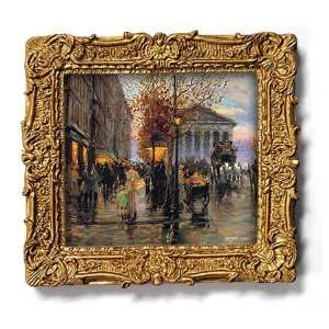  Street in Paris   Gold Frame Magnet with pop out easel (2 