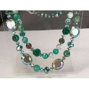 Amour NG900MG 24in. 650ct TGW Mixed Green White Agate & Crystal Beads 