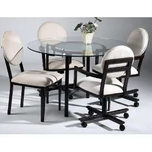   Imports Amber 5 Piece Bevel Glass Top Dining Room Set