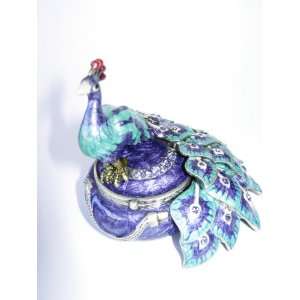  Blue Peacock Trinket Treasure Box 