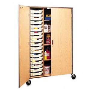 Fleetwood Mobile Split Storage Cabinet, 4 Shelf/18 Tray, 48 x 22 x 72 
