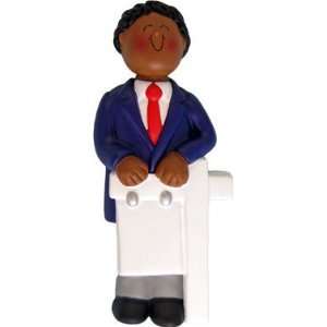  African American Male Realtor Christmas Ornament: Sports 