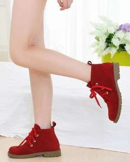   Heel Lace Ups Women Round Toe Martin Fashion Ankle Casual Boots  