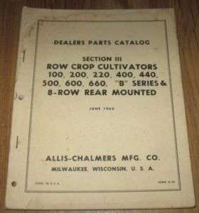 Allis Chalmers 100 Row Crop Cultivator Parts Ctalog  