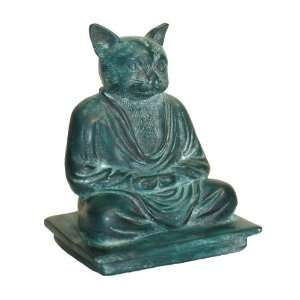 Meditating Cat   Patina Resin